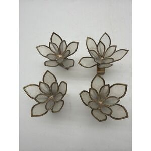 Lotus Flower Capiz Shell Metal napkin rinds Set of 4